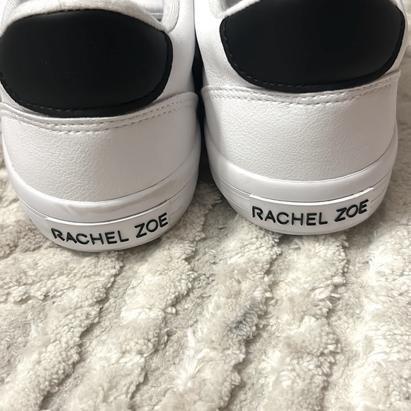 Rachel Zoe Size 8 Velcro Tennis Shoes Black & White Stylish Leather Sneakers - Picture 3 of 3